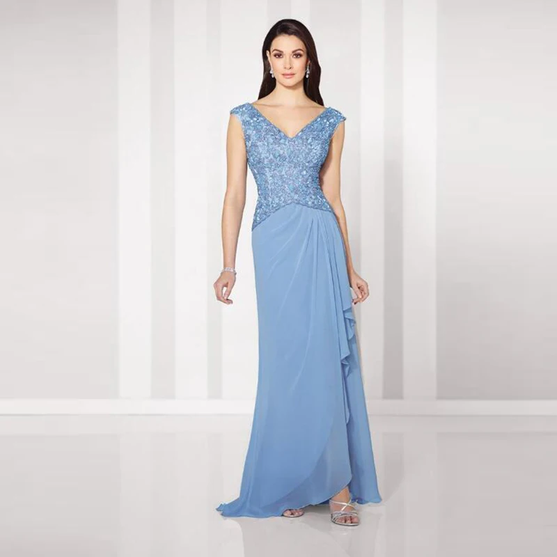 Новые великолепные небесно голубые шифоновые платья для матери невесты