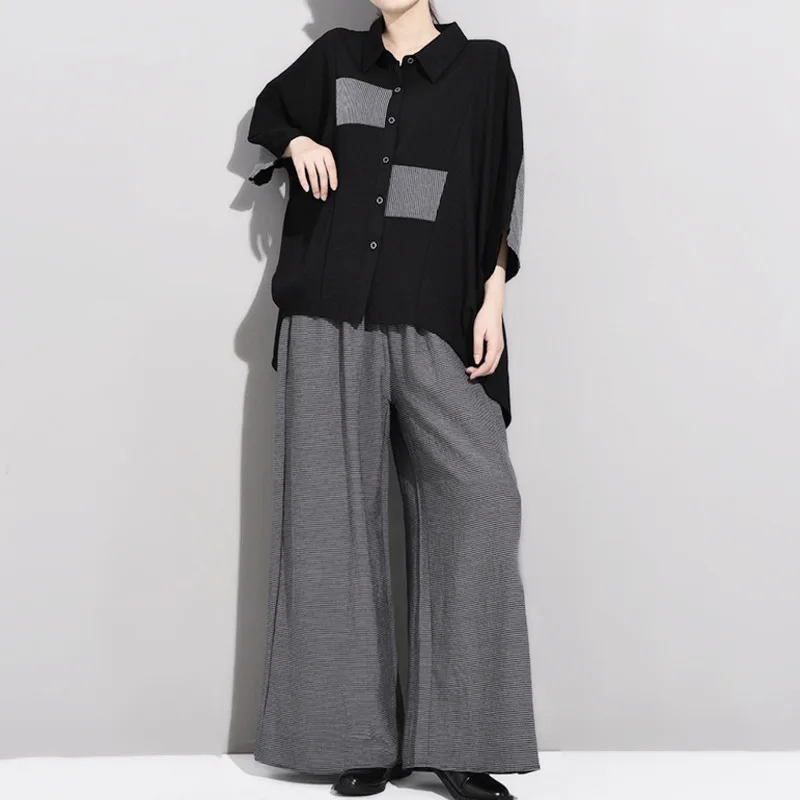 LANMREM 2020 Новый Модный женский комплект из двух предметов Vestido отложной воротник
