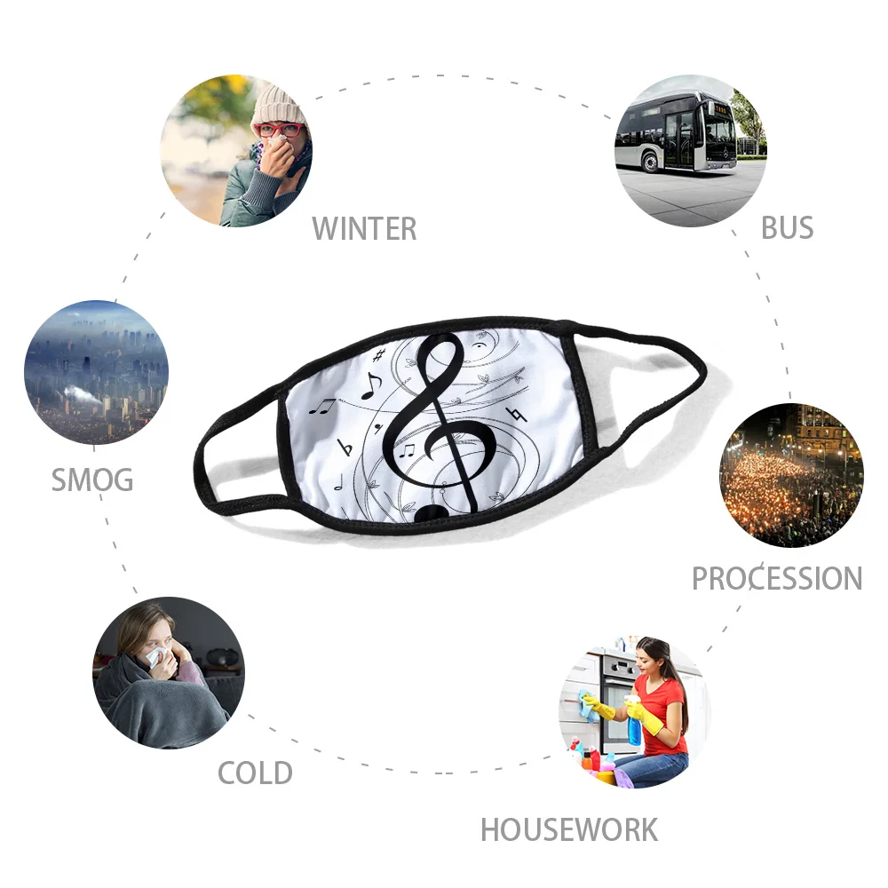 Музыка Символ черно-белая художественная печатная маска для лица теплая зимняя