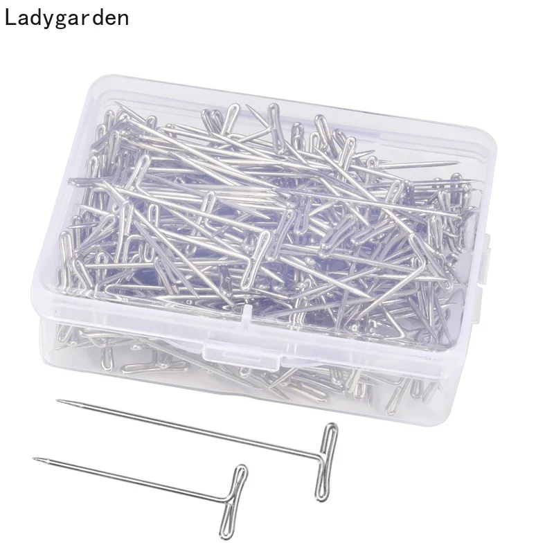 

600PCS T Pins for Craft Jewelry Knitting Sewing Craft Mix Size 27/32/38/45/51/53mm T-pins Holding Wigs Display on Canvas Head