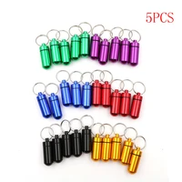 5pcslot pillbox keychain pill box waterproof aluminum drug pill cases bottle holder container outdoor pill case keychain