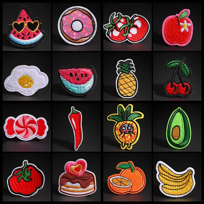 Симпатичные бананы пончики вишня арбуз фрукты вышивка нашивки для одежды