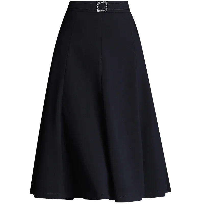

2021 High-quality Plus Size Women's Professional Skirts Casual Solid Color High-waist Office Ladies Bust A-line Skirt Elegant