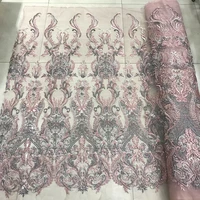 redpinkyellow graykhaki bridal luxury african guipure sequins heavy beaded embroidery lace fabric for sewing wed party dress