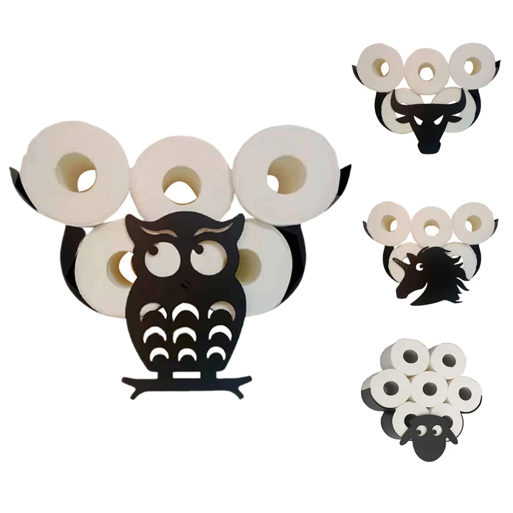 

Household Toilet Paper Storage Rack Various shapes Shape Wall-mounted Black Metal Paper Towel Rack Bathroom Tissue Storage