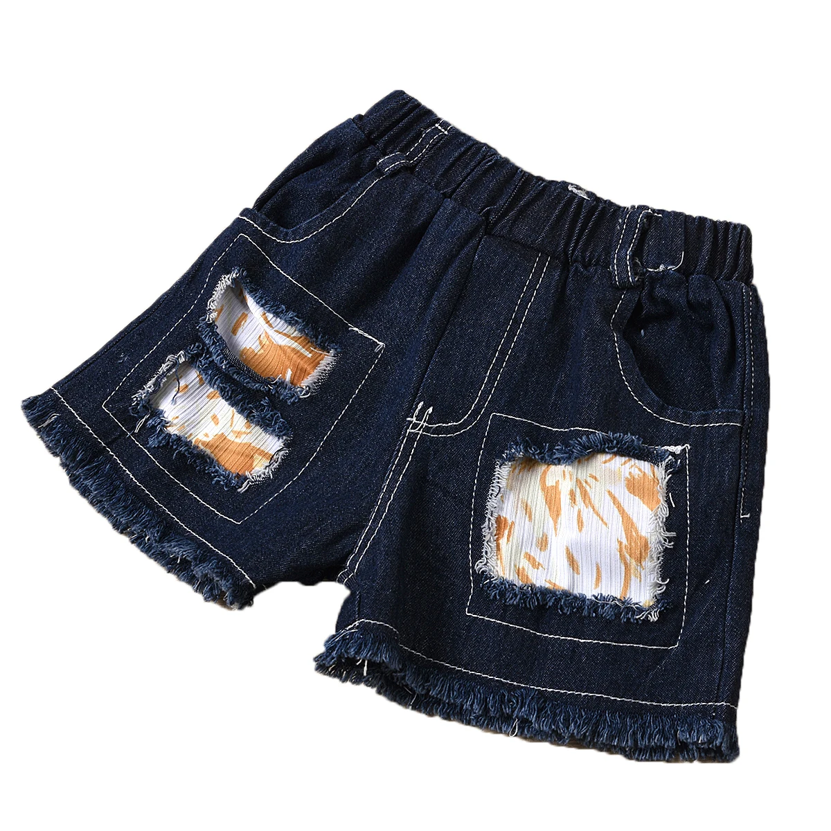 

2 Pieces Kids Suit Set, Girls Floral Print Round Collar Sleeveless Pullover+ Denim Shorts for Summer, 1-4 Years 2021 New