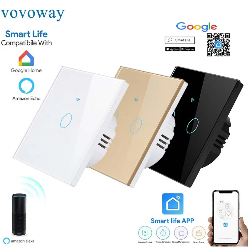 WIFI смарт сенсорный выключатель приложение Беспроводное управление Поддержка Alexa