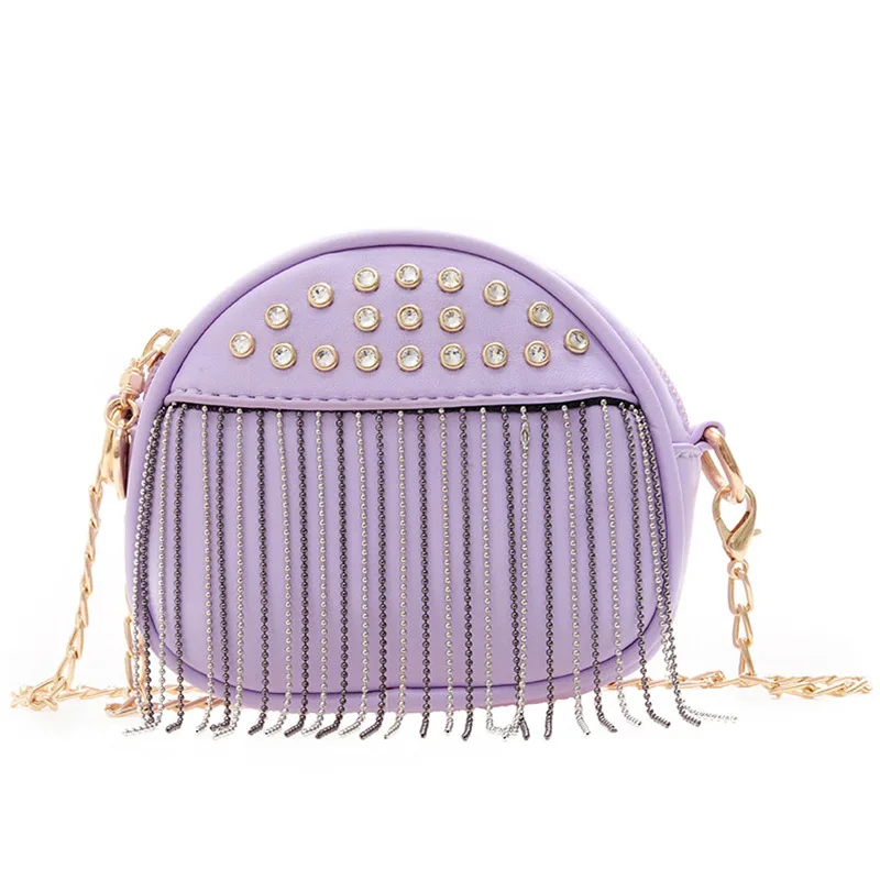 

Kids Rivet Purses and Handbags Mini Crossbody 2021 Cute Tassel Coin Pouch Baby Girls Wallet Clutch Bag
