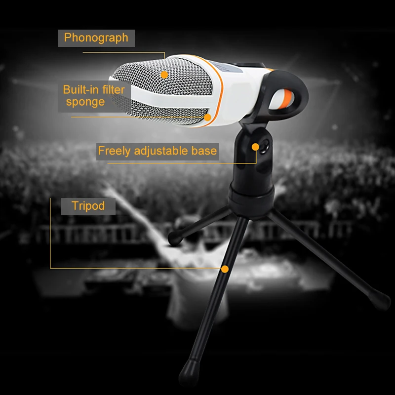 Microphone Mic Audio Condenser Vocal Studio Recorder with Tripod Stand SGA998 | Электроника