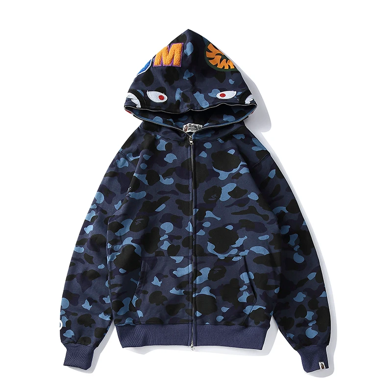 Новинка 2021 толстовки с капюшоном Bape Shark для мужчин и женщин повседневное пальто в