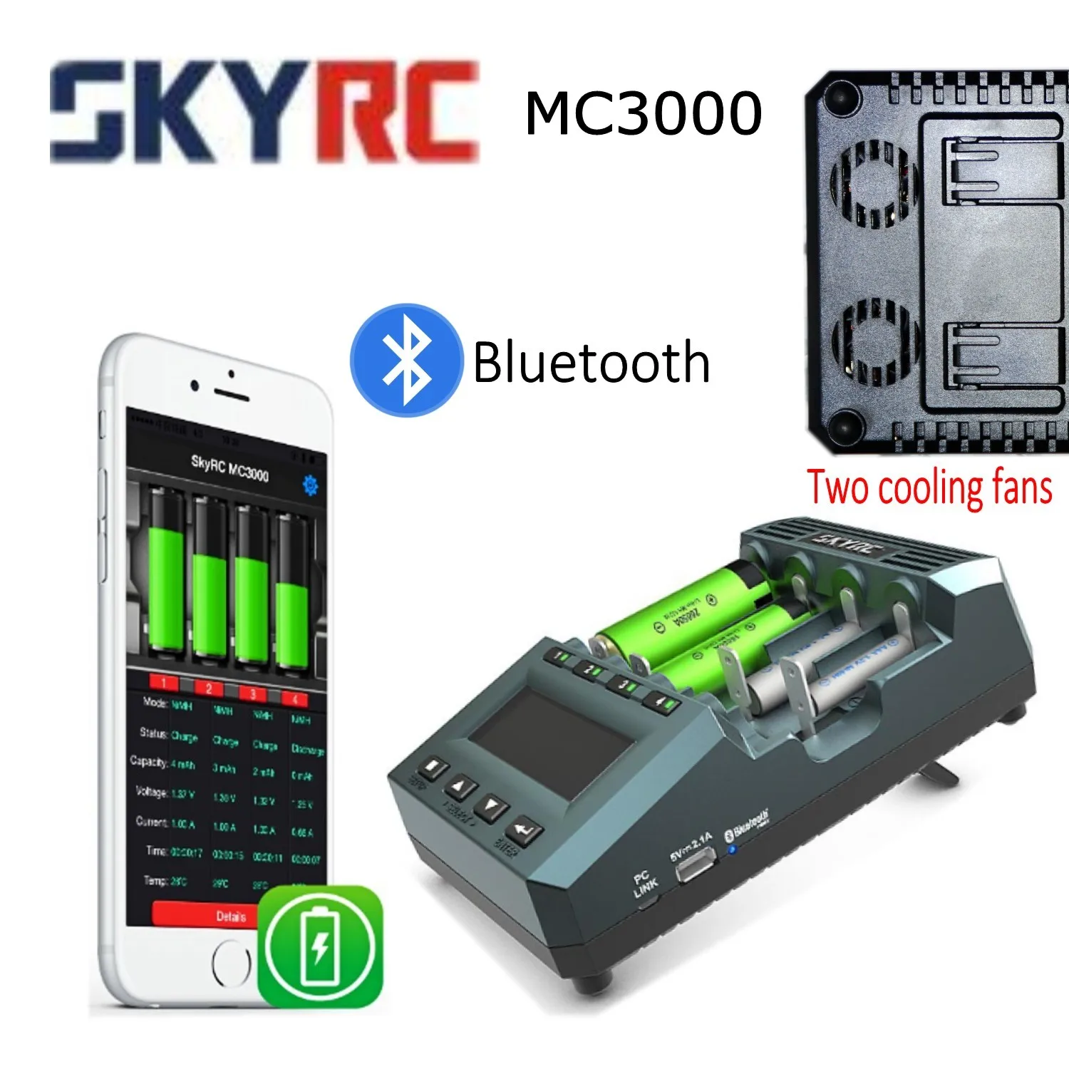 

Зарядное устройство Skyrc MC3000, с Bluetooth и умным приложением, управление через ПК, универсальный, с ЖК-дисплеем, для батарей с различными химическ...