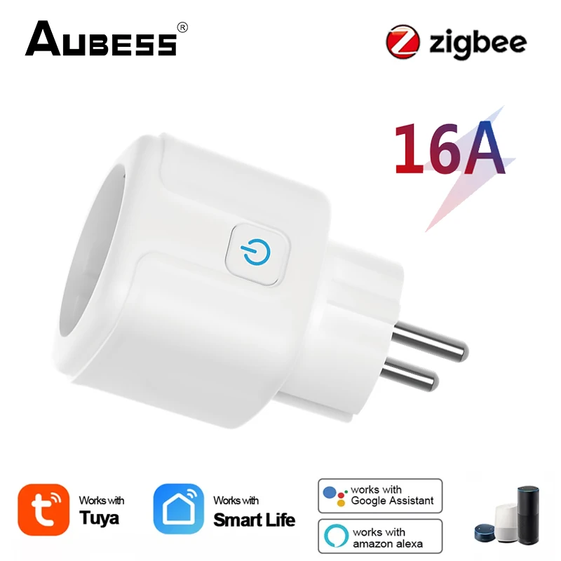 

Aubess Zigbee Smart Plug 16A EU Smart Socket With Power Monitoring Timing Function Voice Control Via Alexa Google Home Yandex