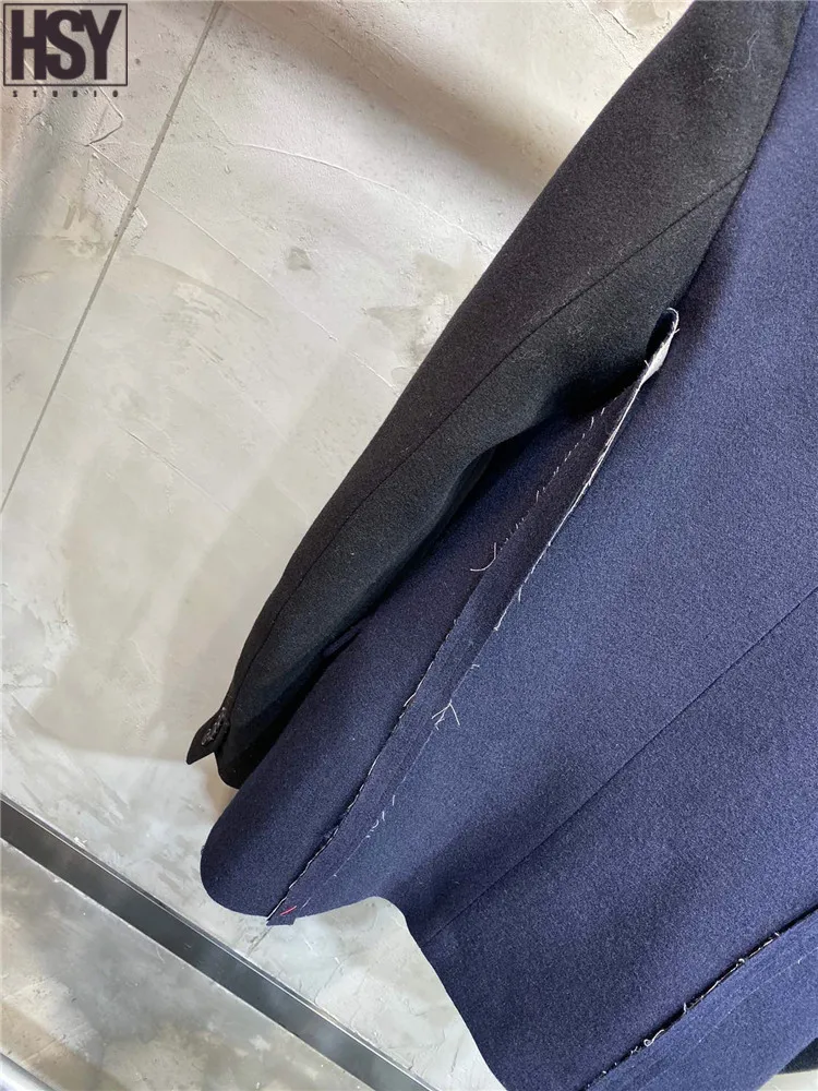 【HSY】2019 осенний зимний костюм куртка Новый женский нишевый дизайн асимметричный