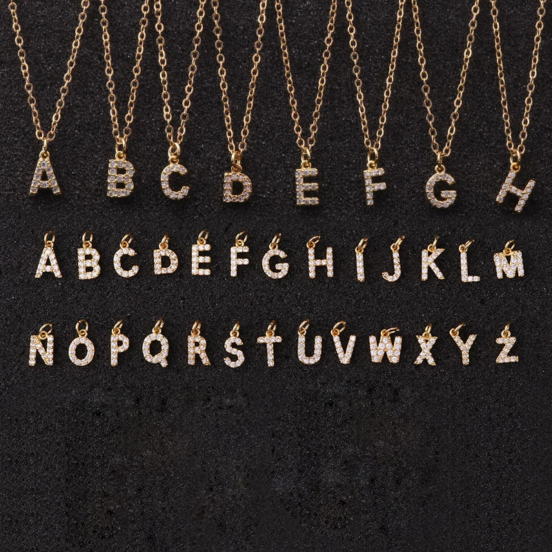 Маленькие женские ожерелья WTLTC 2021 в богемном стиле с буквами и фианитами простое