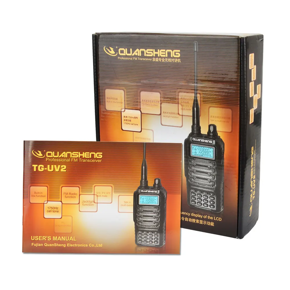 

Двухдиапазонная портативная рация Quansheng, двухсторонняя CB радио UHF и VHF LCD Quansheng TG UV2, портативная рация для безопасности, для отеля, Ham