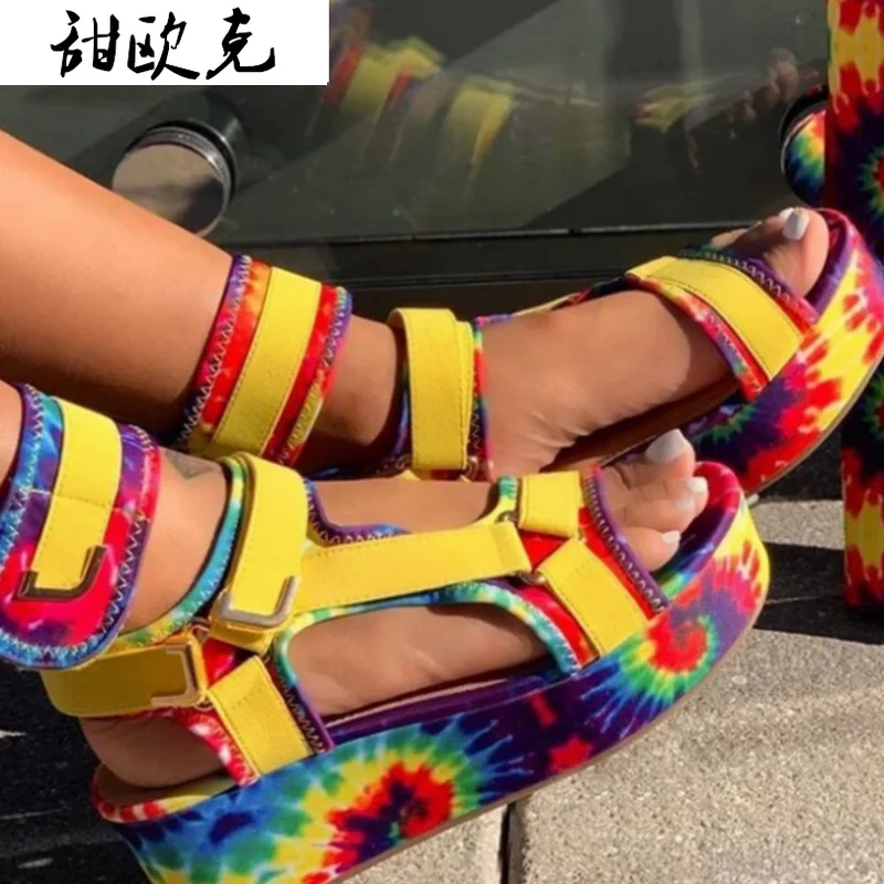 

2021 Summer Casual Women Sandals Fashion Color Trifle Platform Wedge Sandals Fish Mouth Plus Size Sandals Women Zapatos Mujer