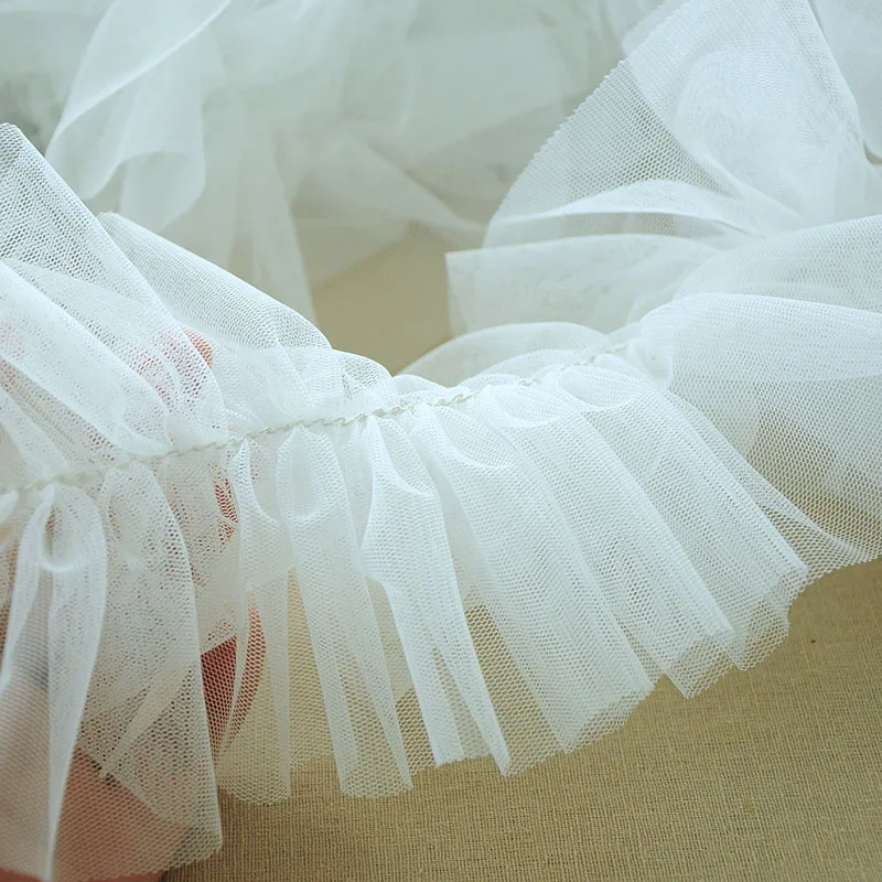 2 м/лот 15 см широкая Расширенная пышная марлевая плиссированная кружевная юбка