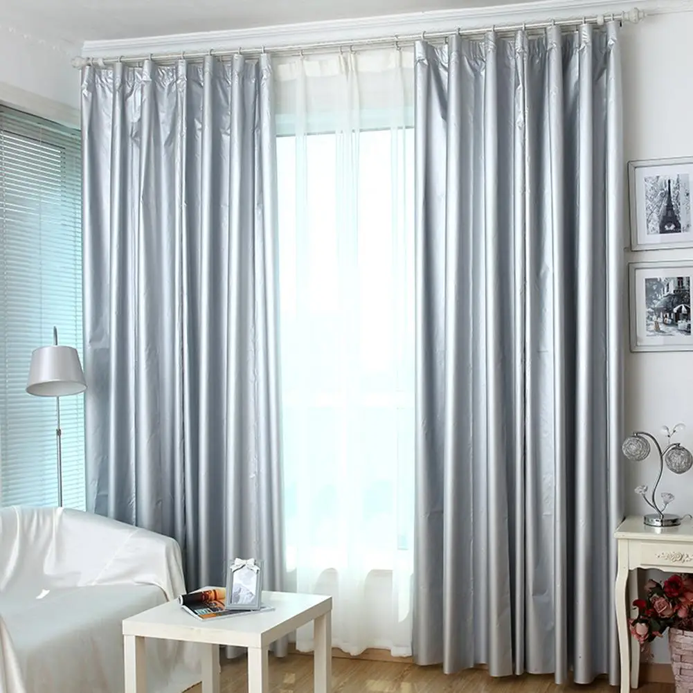 Cortinas opacas plateadas con forro recubierto, paneles de cortina de ventana con aislamiento térmico de bloqueo de luz gruesa para dormitorio, gancho
