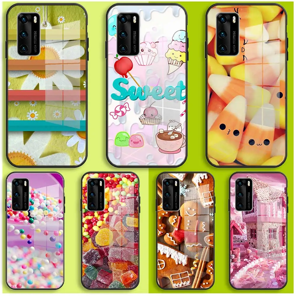 

Phone Case For Samsung A10 A12 A13 A14 A20 A30 A31 A32 A33 A34 A51 A52 A53 A54 A70 A71 A72 A73 Balck Glass Cover Candy house