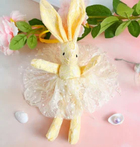 yellow lace dress Jane Z Ann новорожденный реквизит для фотосессии Милая вязаная ручная работа кролик кукла животное Фото аксессуары подарок для ребенка - Цвет: yellow lace dress
