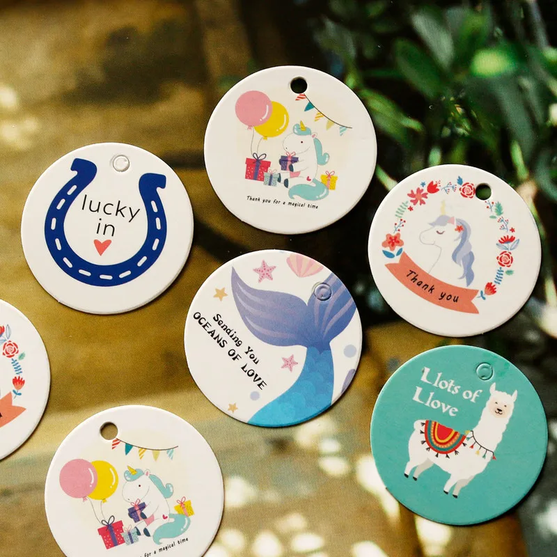 100 шт. милые белые заклады в виде единорога винтажная роза спасибо крафт бумага