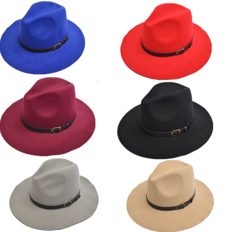 Мужская фетровая шляпа с широкими полями классическая черная или красная из