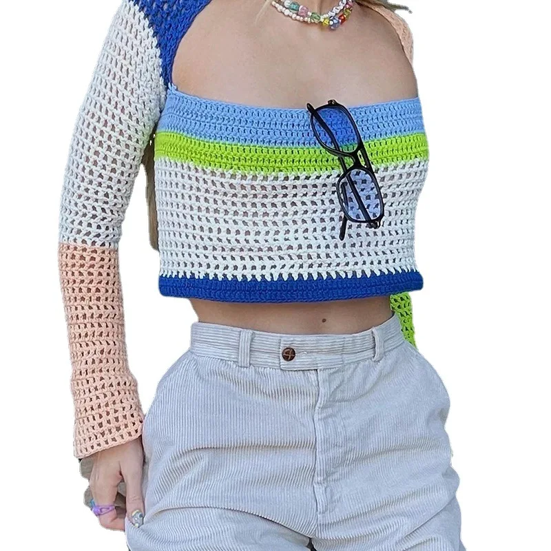 

ZTONE 2021 Women's Sweater Y2k Long Sleeve Autumn Cardigan Bts Crop Top Women's Vest Hollow Out Colorful Matching Streetwear