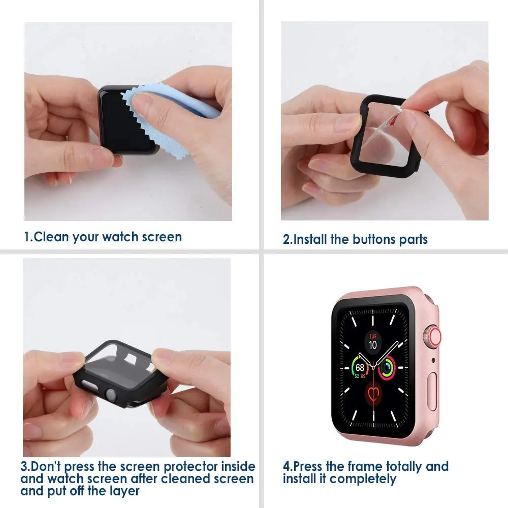 2 шт протектор экрана из закаленного стекла для iwatch Apple Watch Series 6 5 4 3 1 SE 44 мм 40 42 38