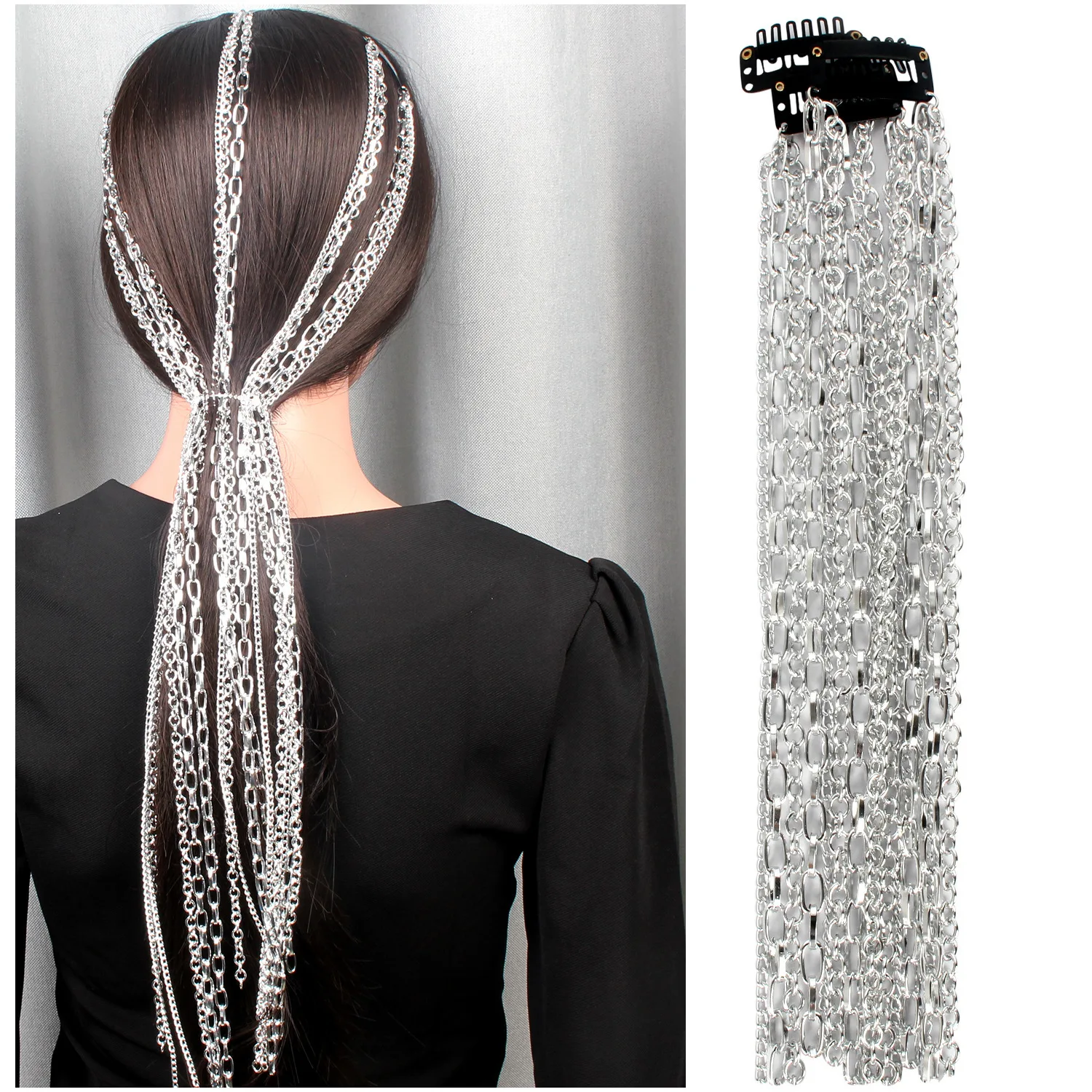 Посеребренная цепочка для волос аксессуары женщин свадебная заколка