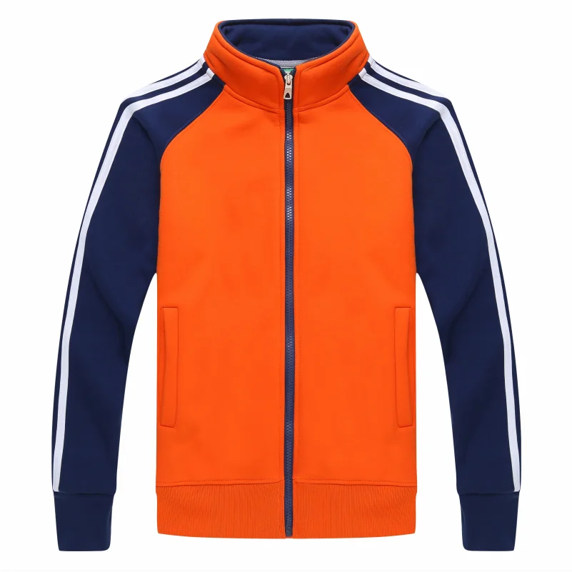 Осенне-зимняя флисовая куртка с воротником-стойкой контрастных цветов