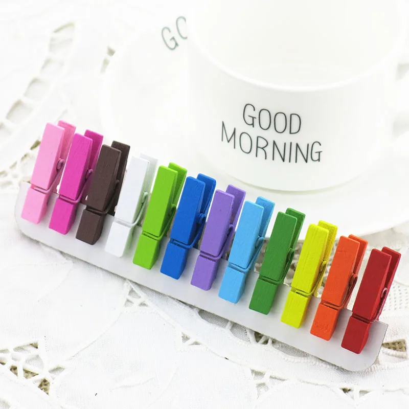 50 шт 35 мм красочные деревянные скрепки для бумаги фото зажимы сообщение Привязка карт Pin прищепка ремесло