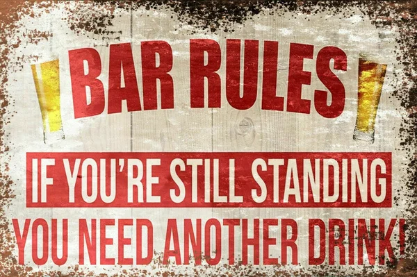 

Bar Rules Humorous Funny Vintage Retro Style Metal Sign Bar Pub Man Cave