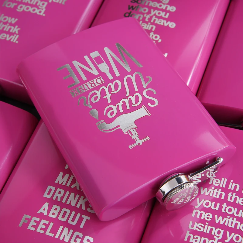 Фляга из нержавеющей стали 8 унций розово красная|Плоские фляги| |