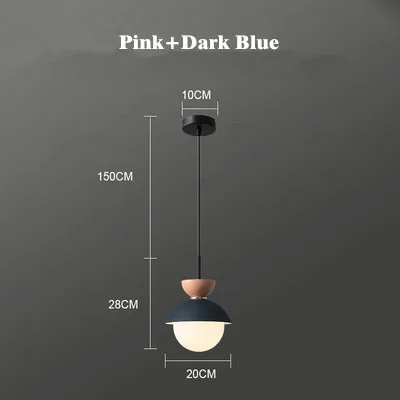 Pink Dark Blue Креативная Подвесная лампа в скандинавском стиле для спальни, цветная лампа для ресторана, столовой, детской комнаты, Подвесная лампа для кафе, бара, магазина, осветительная арматура - Цвет корпуса: Pink Dark Blue