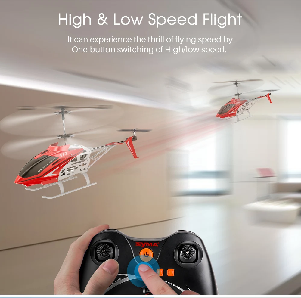 SYMA официальный S39 3CH Радиоуправляемый вертолет с функцией удержания высоты, алюминий, 2 батареи, анти-шок, пульт дистанционного управления, игрушка в подарок