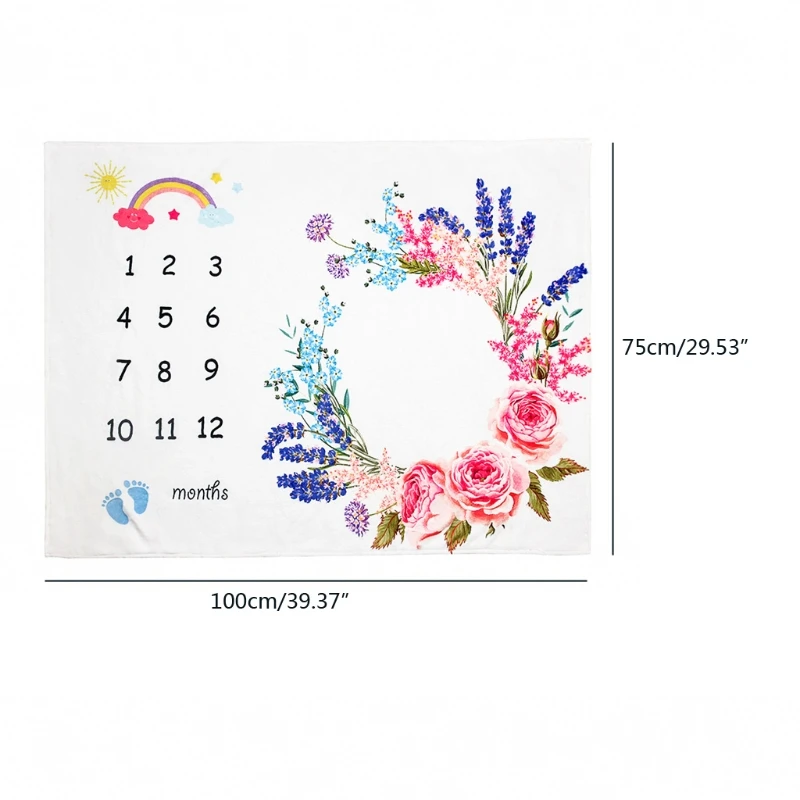 

1Set Baby Monthly Record Growth Milestone Blanket With Headband Soft Flannel Newborn Photography Props Photo Creative Background