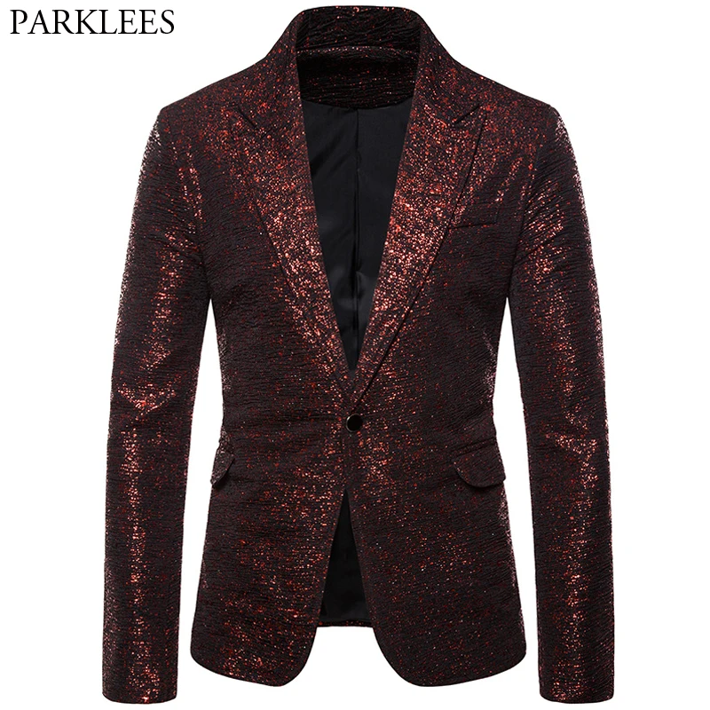 Блейзер мужской красный на одной пуговице бронзовый костюм пиджак для свадьбы