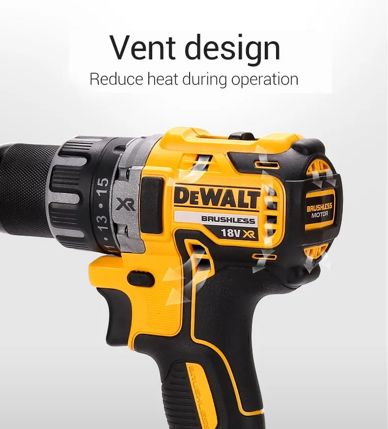 DEWALT Brushless Electric Hammer Drill Machine 20V Impact Cordless Screwdriver 13mm Steel Wood Masonry Power Bare Tools Dewalt |