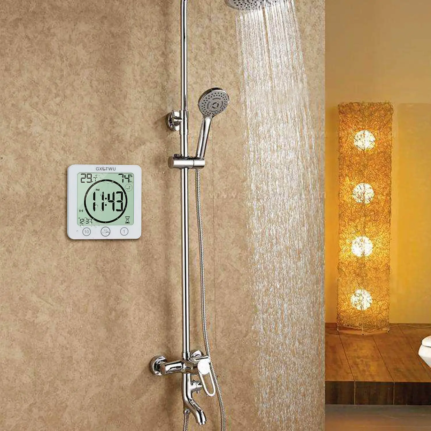 

Waterproof Bathroom Clock Waterproof for Water Spray Digital Bathroom Shower Timer Touch Screen Timer Hanging Wall Clock