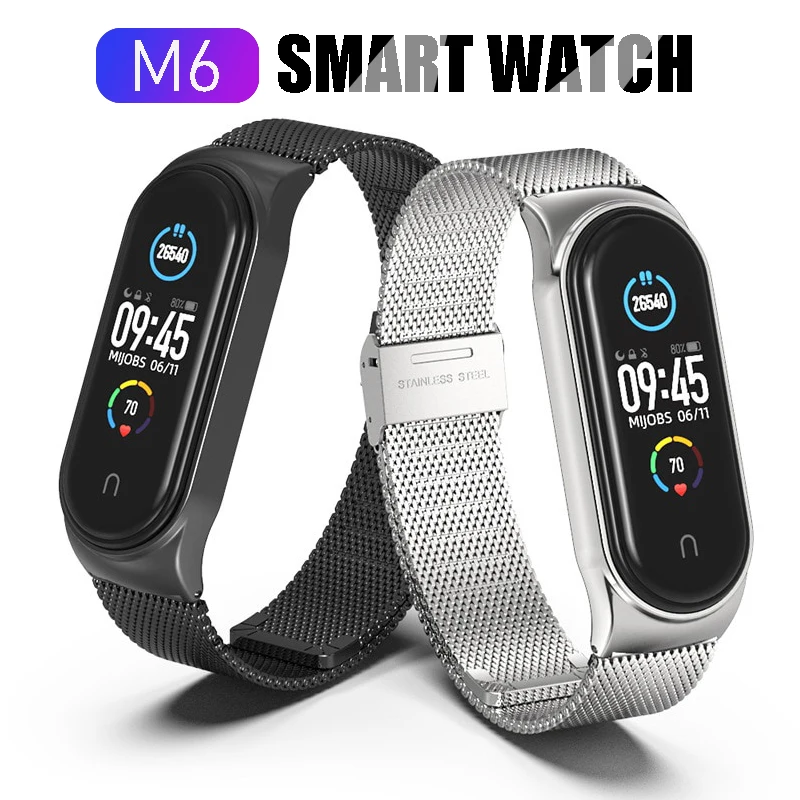 Новый стиль стальной смарт-браслет M6 для xiaomi водонепроницаемый фитнес-трекер с