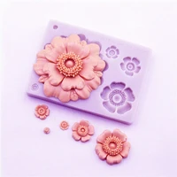 pretty flower silicone fondant resin aroma stone ornaments soap mold for pastry cup cake decorating kitchen tool