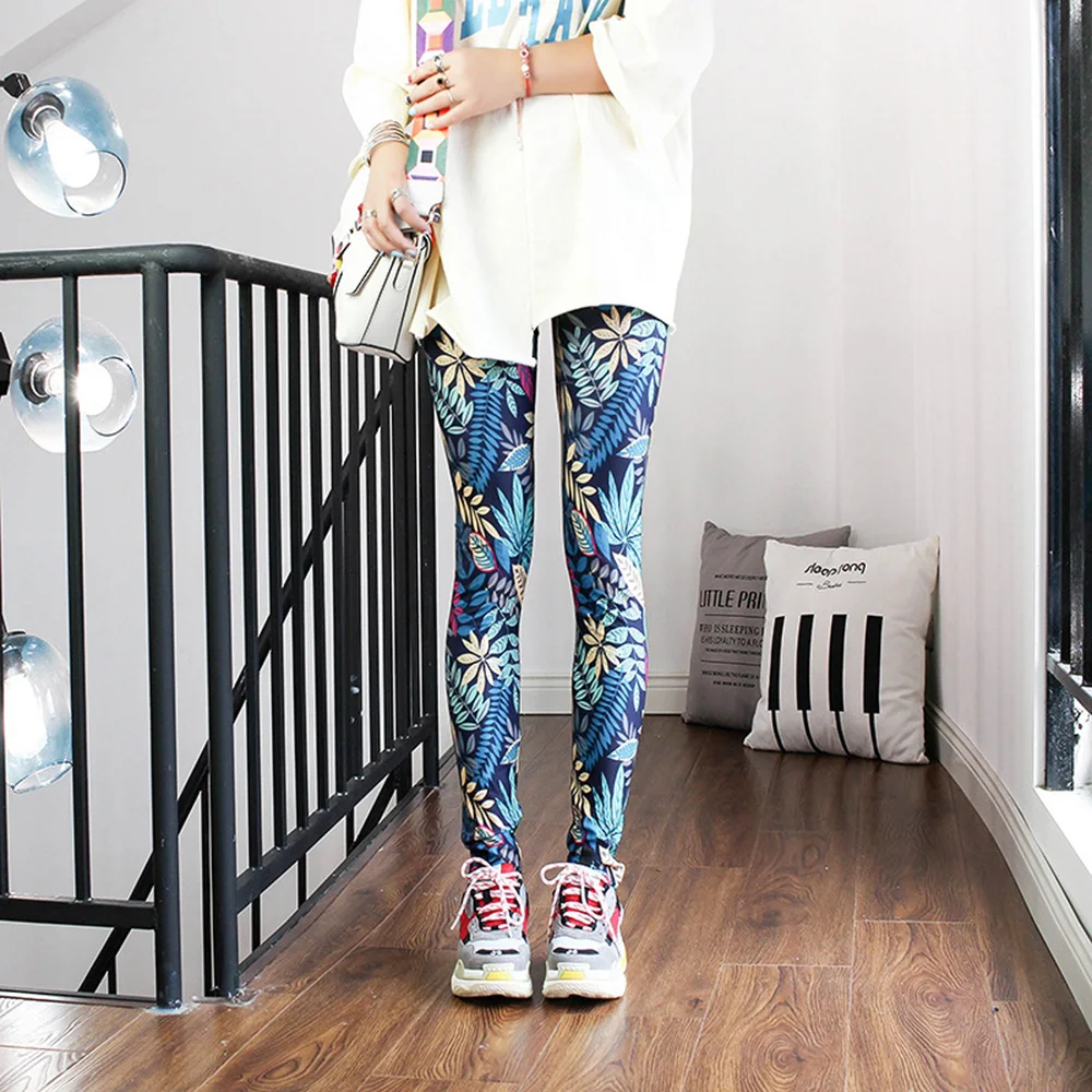

Spring Autumn Sexy Women's Graffiti Leggings Cool Ultra-thin Breathable High Quality Elastic Stockings Street Sports Yoga Pants