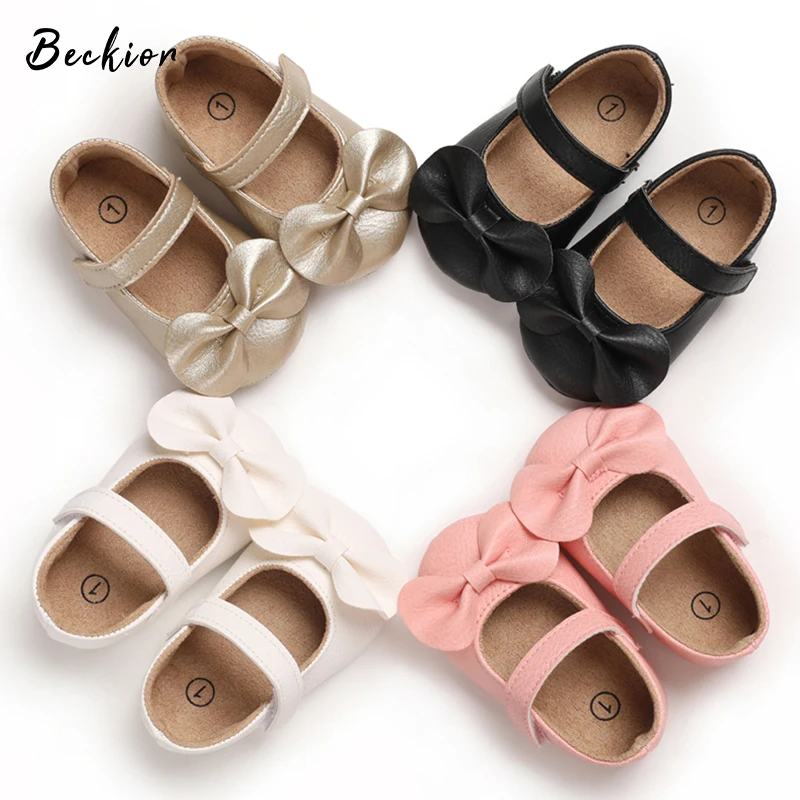 

Beckior Baby Girl Princess Shoes Toddler Non-slip Flat Soft-sole Rubber Crib Lovely Butterfly-knot Infant First Walkers Crib