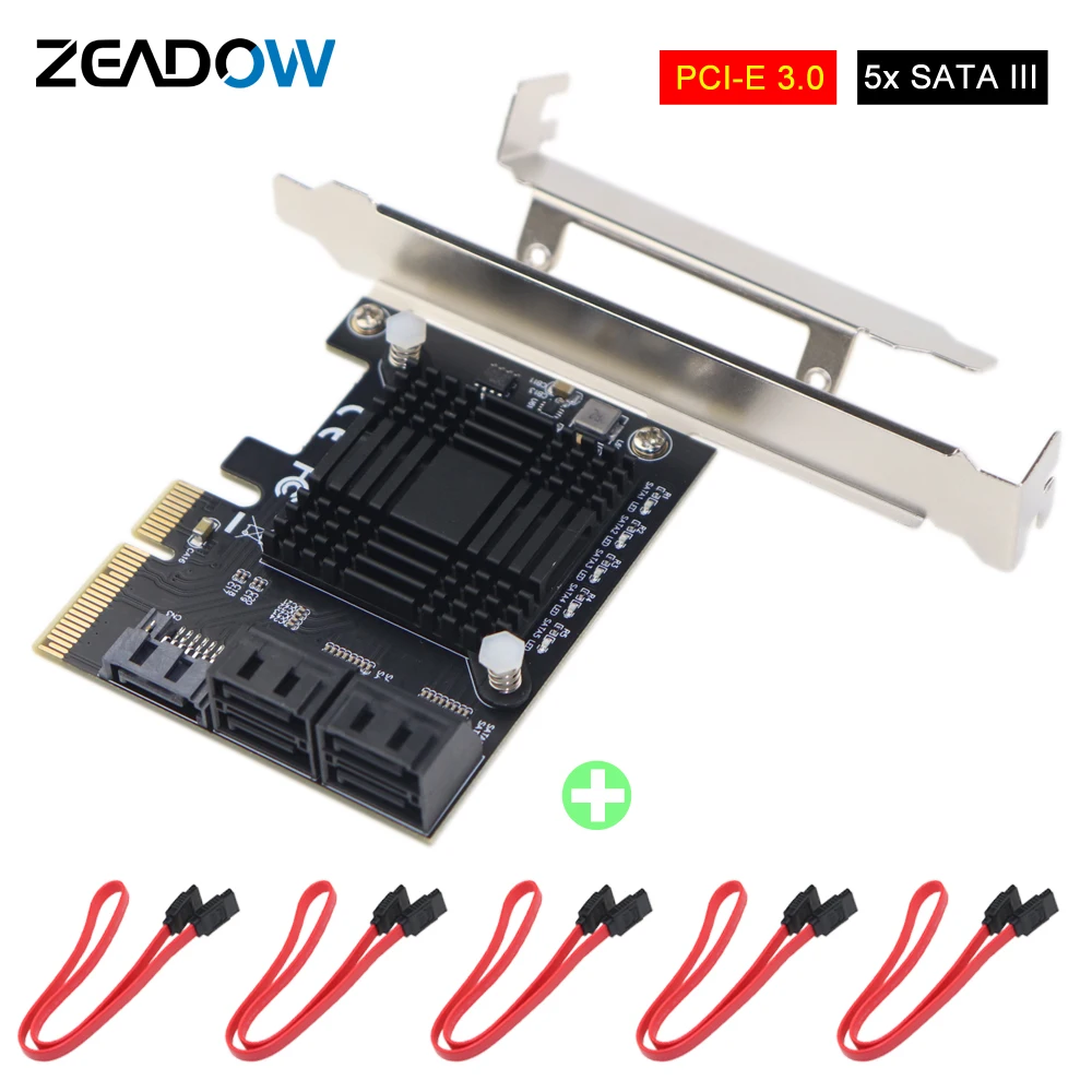 PCI Express 3 0x4 до 5 портов SATA III 6 Гбит/с Контроллер Расширения карта Поддержка порт