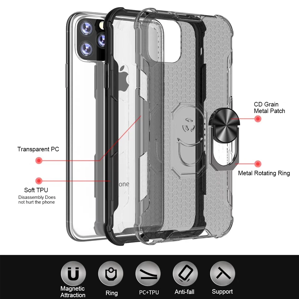 Магнитный автомобильный чехол-подставка для телефона с кольцом на палец iPhone 11 Pro