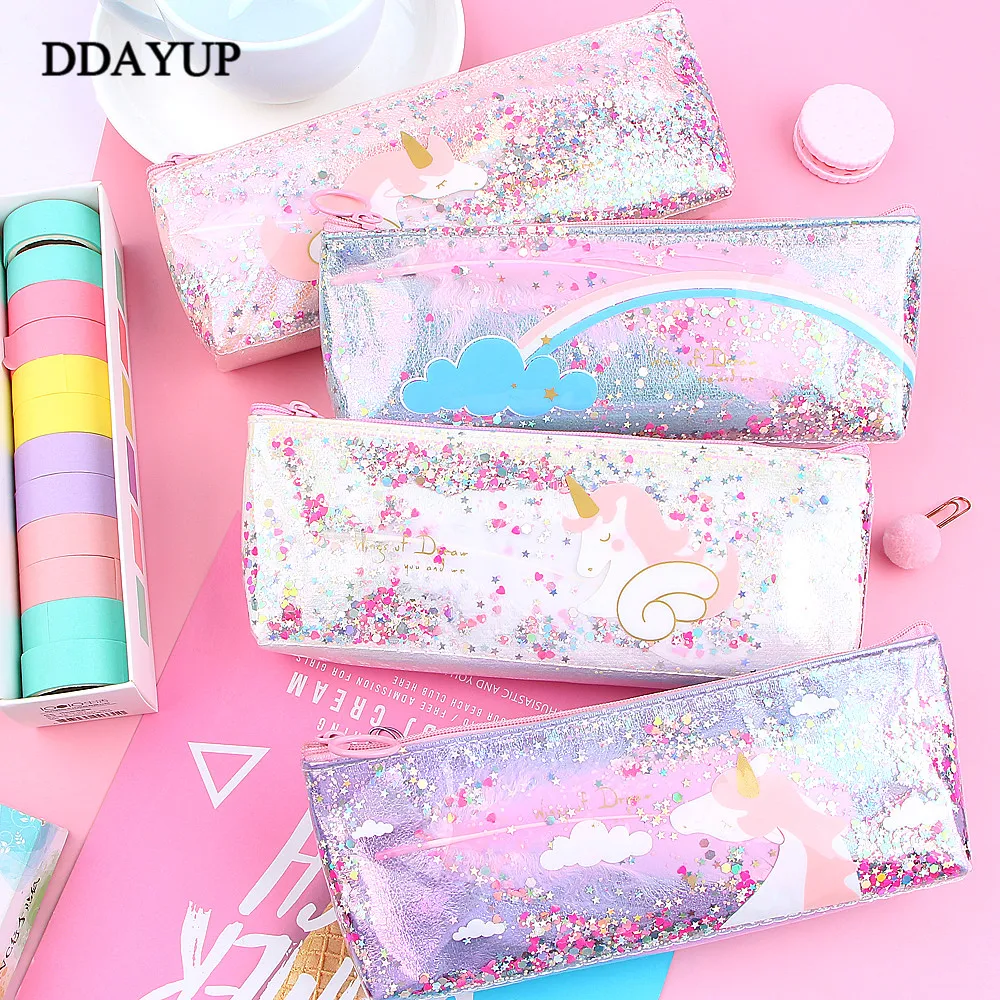 Чехол карандаш в виде единорога милый кавайный блестящий чехол из искусственной
