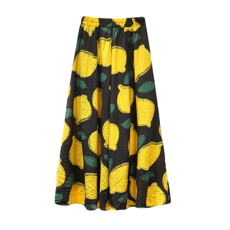 

Summer High Waist Long Mango Print Skirt 2021 Plus Size Elastic Waist Women Casual Boho Beach Female Boho Holiday Skirts