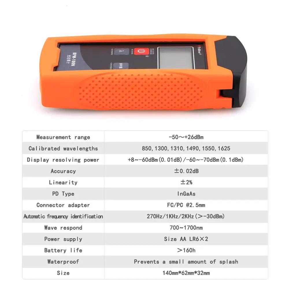 FTTH Handheld Fiber Optic Cable Tester BPM-100NC Optical Power Meter -50~+26dBm for Optical Fiber Communication Engineering