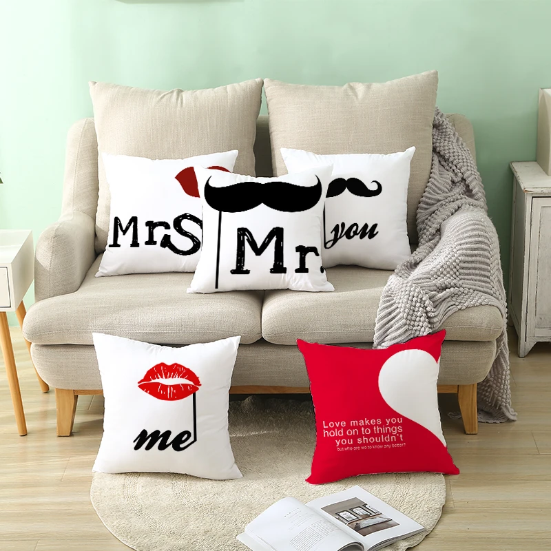 Чехол для подушки Fuwatacchi с надписью Mr Mrs на День Св. Валентина Подарочный чехол