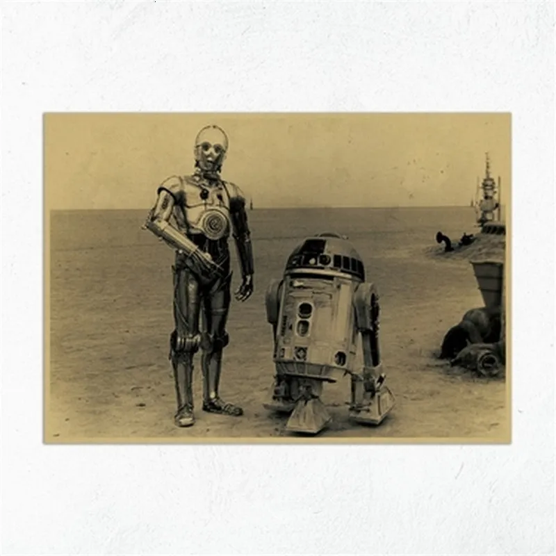 Винтажный фильм Звездные войны Сокол Миллениум робот R2-D2 звезда Плакат с эсминцем кафе бар Домашний Декор Ретро Крафт настенная бумажная наклейка